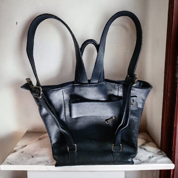 BORSE PELLE NAVY Bucket Bag/Backpack MADE IN ITALY main image 4